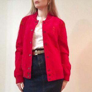 Insight Red Corduroy Bomber Jacket